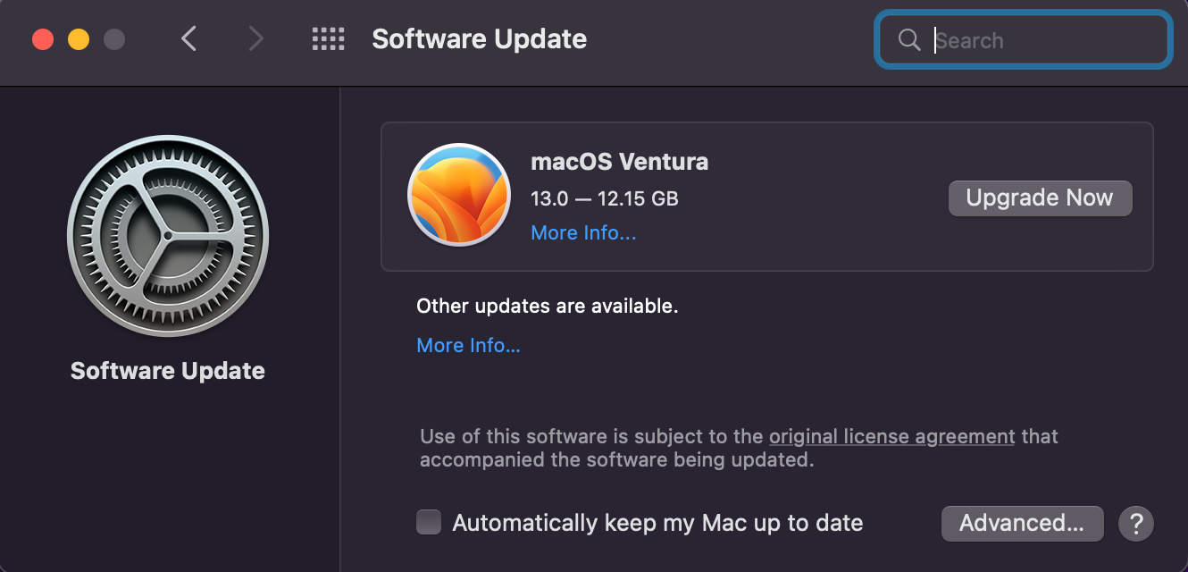 ventura Software Update